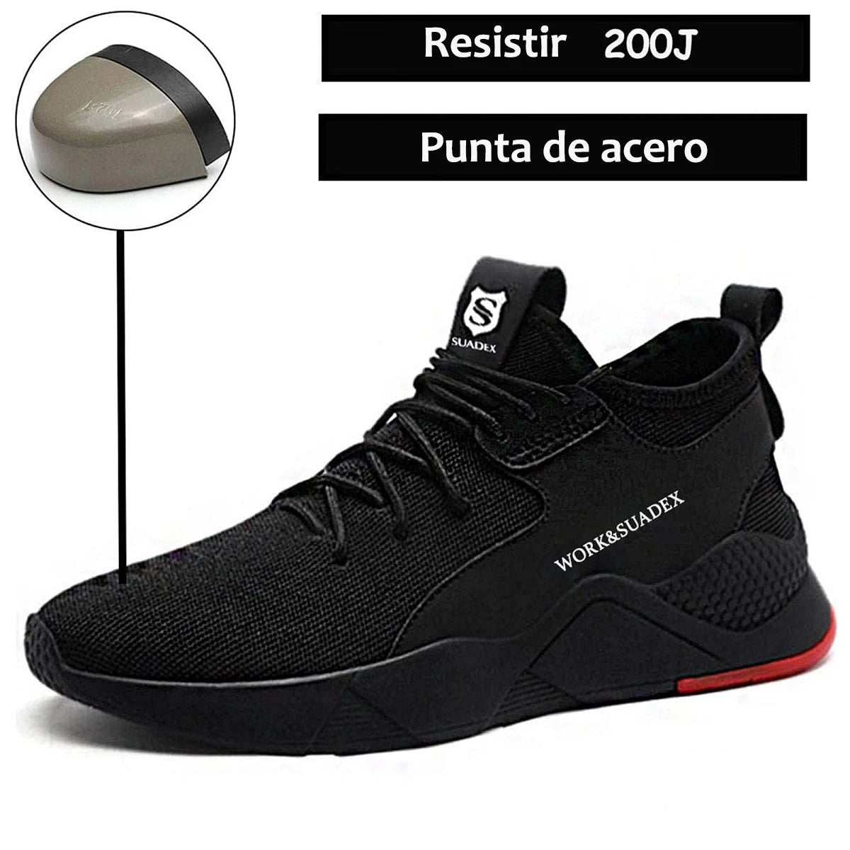 SUADEX Men Work Safety Shoes Steel Toe Cap Anti-Smash Puncture-Resistant