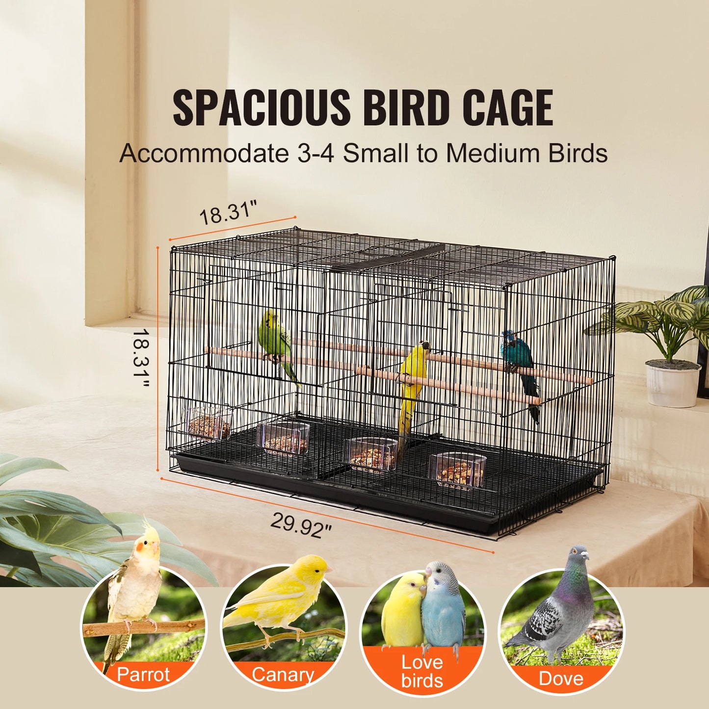 SucceBuy Stackable Divided Flight Bird Cage With Travel Handle Perch
