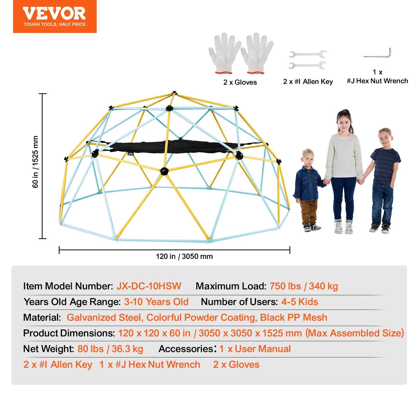 SucceBuy Climbing Dome Geometric Jungle Gym With Swing Hammock