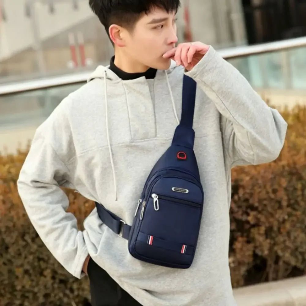 Men Messenger Crossbody Bag Oxford Cloth With USB Charge