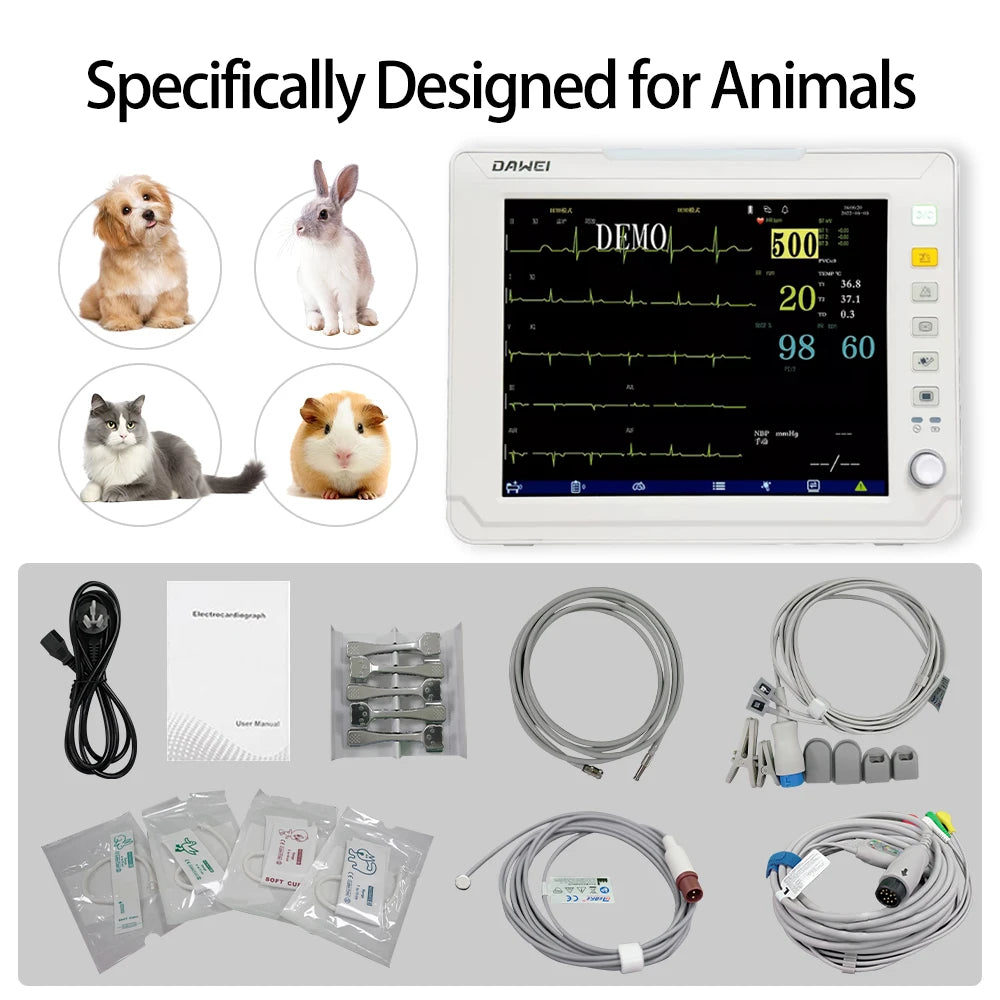 DAWEI Portable Veterinary Monitor 6 Parameter For Dogs And Cats
