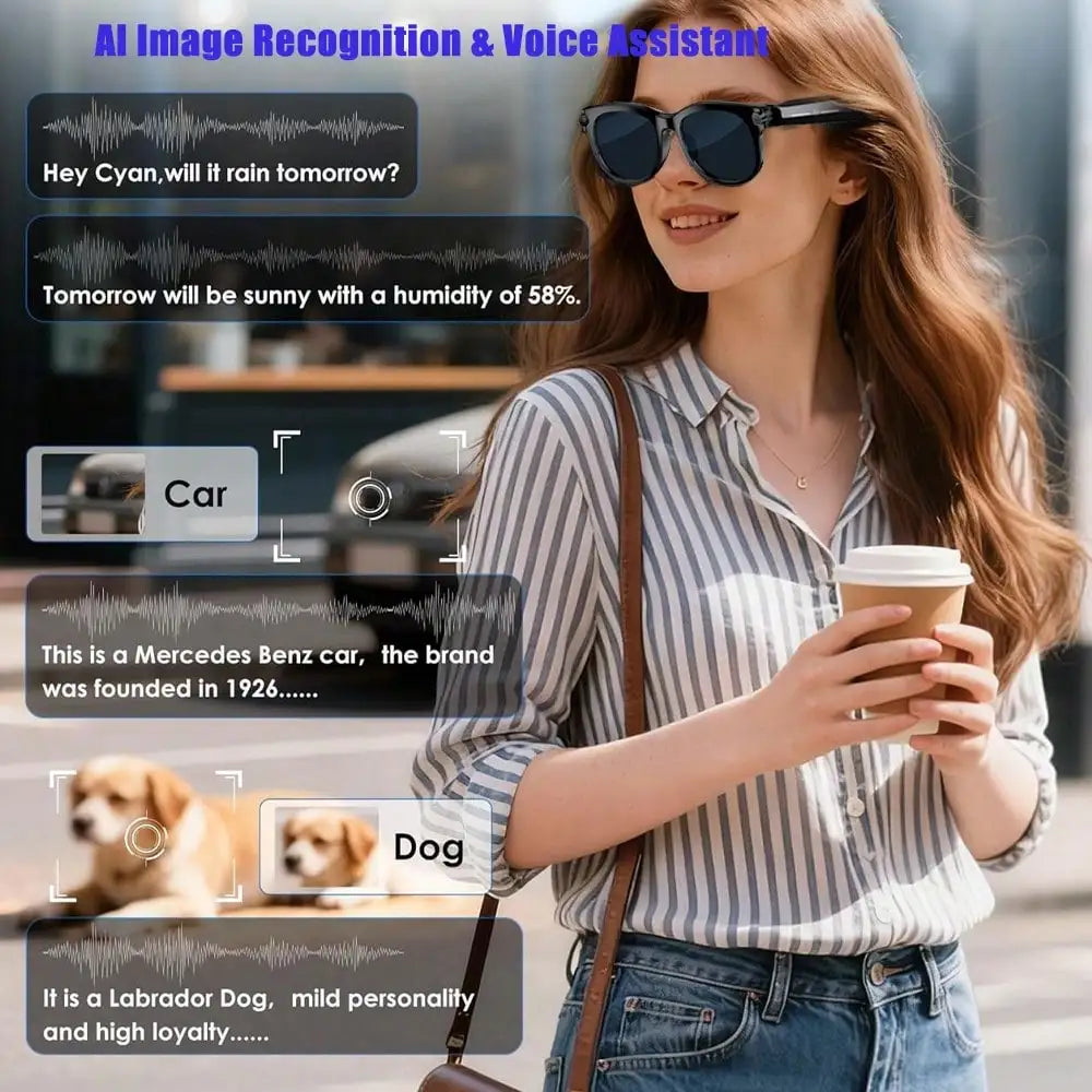 SENBONO AI Smart Glasses With 4K Video Camera And AI Translator