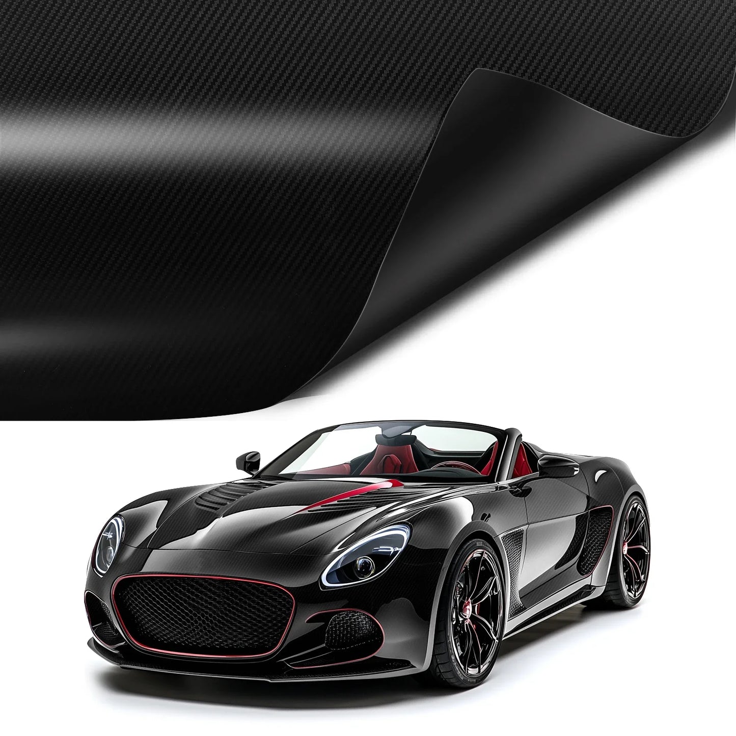 High Gloss Carbon Fiber Car Wrap Vinyl Decal Self Adhesive