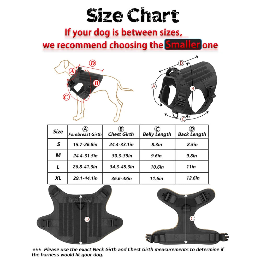 Petravel Military Large Dog Harness Vest Set With Patches