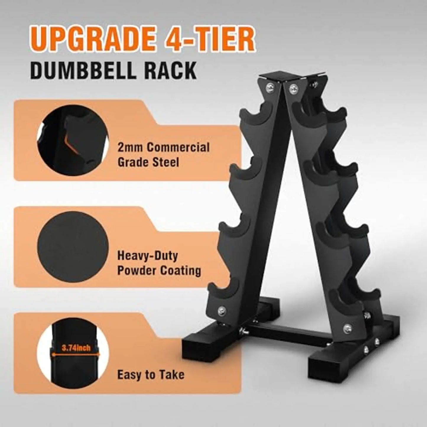 Dumbbell Set With Storage Rack And Rubber Coated Hex Weights