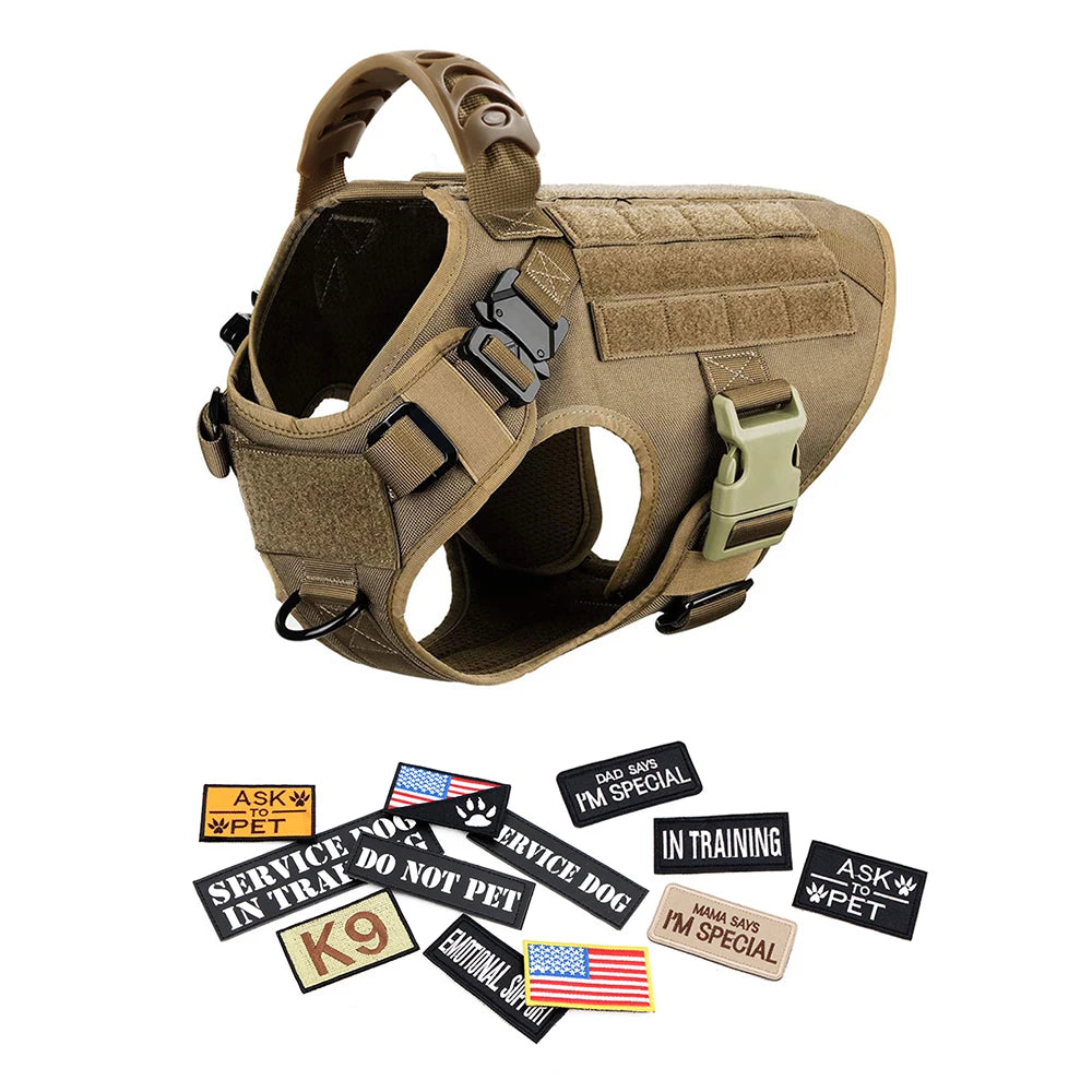 Petravel Military Large Dog Harness Vest Set With Patches
