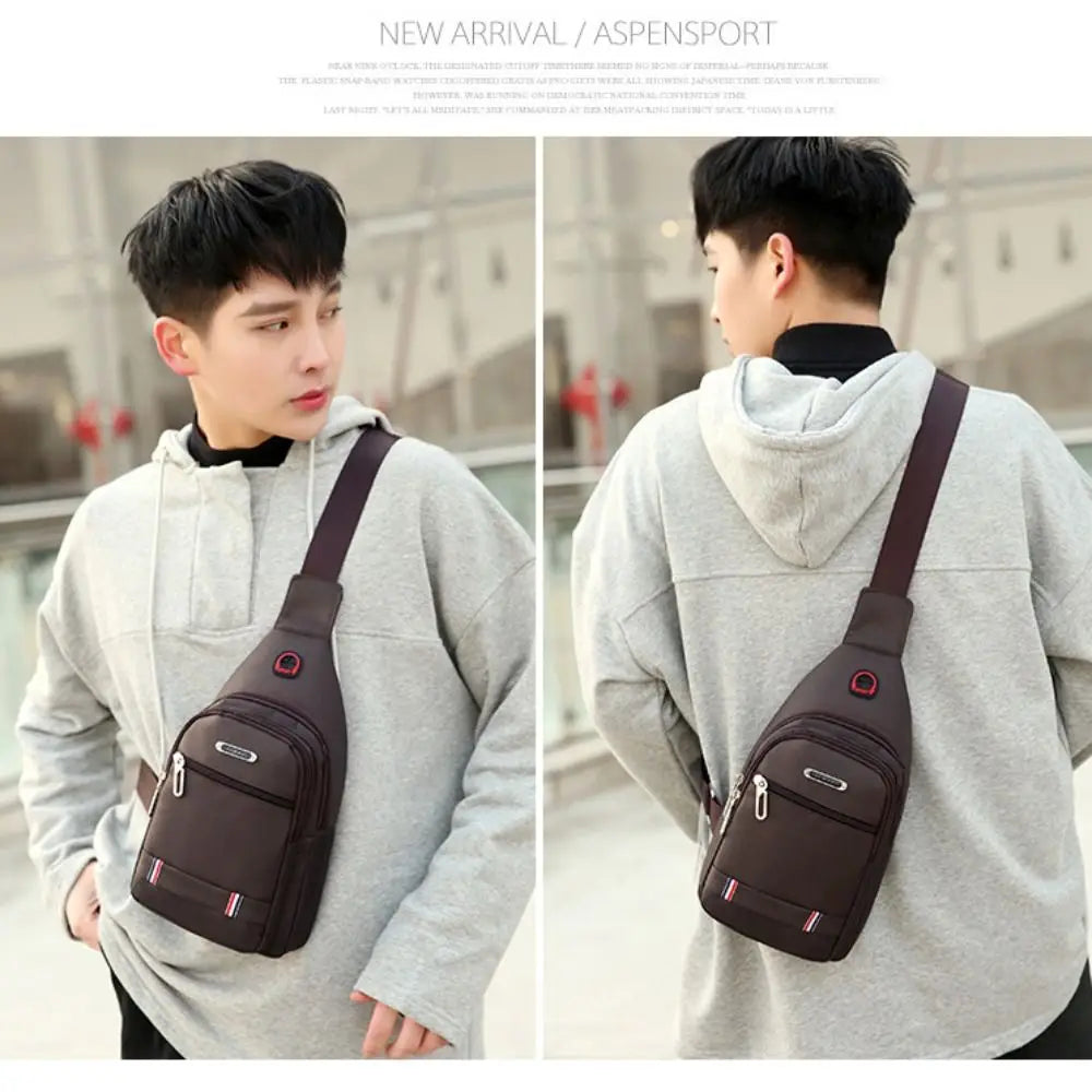 Men Messenger Crossbody Bag Oxford Cloth With USB Charge