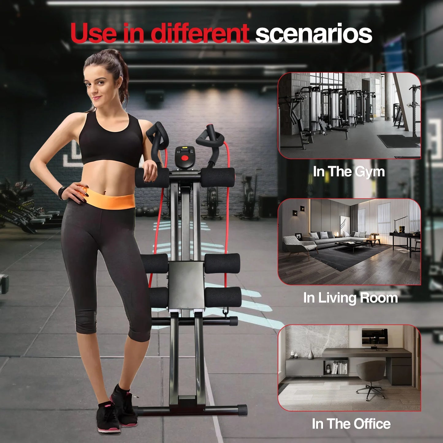 GIKPAL Foldable Ab Machine for Home Gym LCD Display