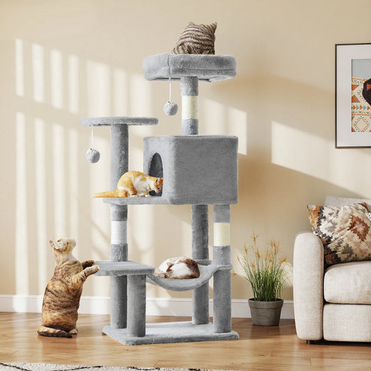 JHK Cat Tree Multi-Cat Climbing Tower Natural Sisal Posts