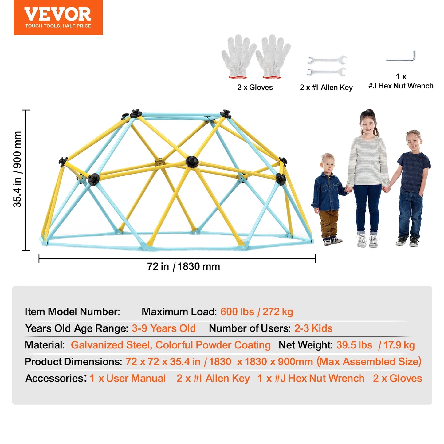 SucceBuy Climbing Dome Geometric Jungle Gym With Swing Hammock